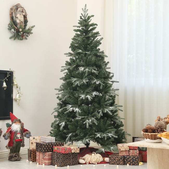 Leroymerlin HOMCOM Albero di Natale Innevato con 850 Rami e Design a Sezioni in Plastica e Acciaio Ø110x180 cm Verde Promozione