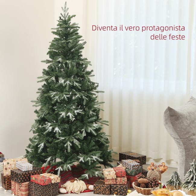 Leroymerlin HOMCOM Albero di Natale Innevato con 850 Rami e Design a Sezioni in Plastica e Acciaio Ø110x180 cm Verde Promozione