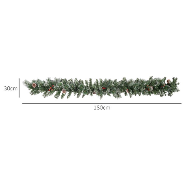 Leroymerlin HOMCOM Ghirlanda Natalizia con 50 Luci LED Bianche e Decorazioni in Plastica e Metallo 180x30x30 cm Verde Negozi Online