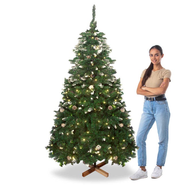 Leroymerlin Comet - Albero di Natale con luci LED e pigne ø110 x 210H 1200 rami e 60 pigne