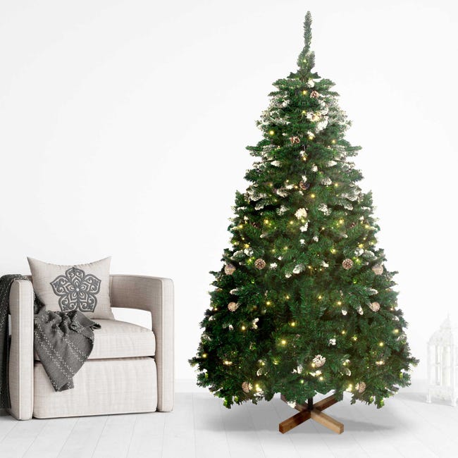 Leroymerlin Comet - Albero di Natale con luci LED e pigne ø110 x 210H 1200 rami e 60 pigne Vendite Flash