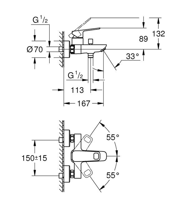 Leroymerlin Rubinetto per vasca Clova Pulse per muro cromo cromato GROHE Prezzo Ridotto