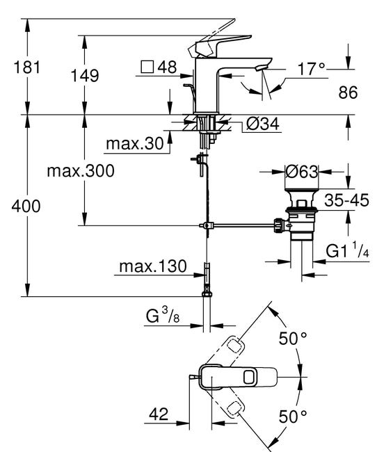 Leroymerlin Rubinetto per lavabo a canna bassa Clova Pulse nero spazzolato opaco GROHE In Vendita