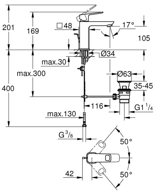 Leroymerlin Rubinetto per lavabo a canna media Clova Pulse nero spazzolato opaco GROHE Saldi