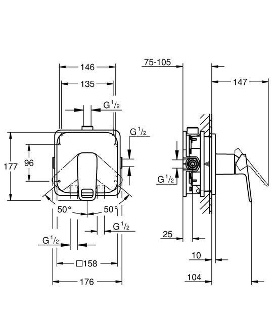 Leroymerlin Rubinetto per doccia ad incasso miscelatore monocomando Clova Pulse cromo lucido GROHE Offerte