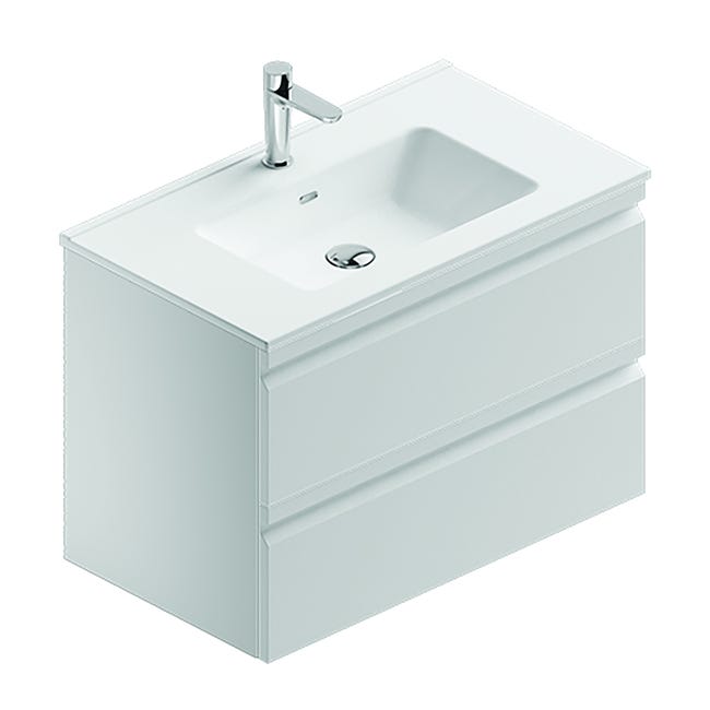 Leroymerlin Mobile sottolavabo e lavabo Pull bianco opaco in mdf L 80 x H 56 x P 46 cm 2 cassetti In Linea