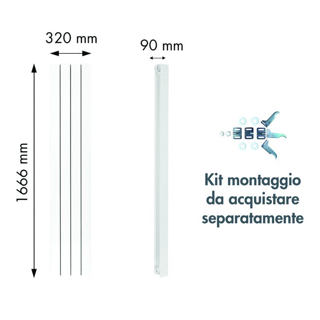 Leroymerlin Radiatore acqua calda PRODIGE SUPERIOR in alluminio 4 elementi interasse 600 mm bianco Negozi Online