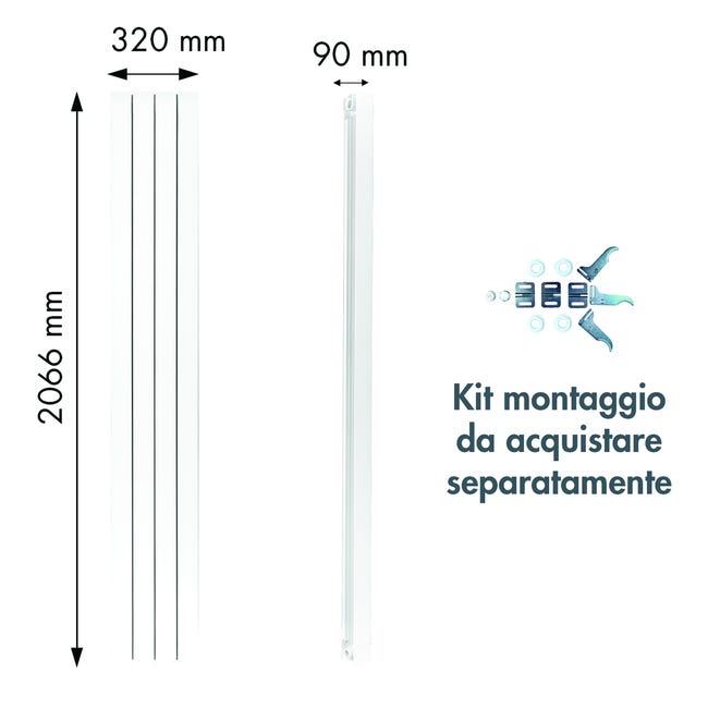 Leroymerlin Radiatore acqua calda PRODIGE SUPERIOR in alluminio 4 elementi interasse 2000 mm bianco Nuovo