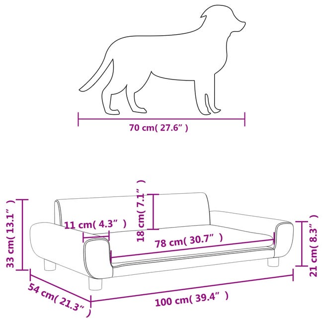 Leroymerlin vidaXL Lettino per Cani Grigio Scuro 100x54x33 cm in Velluto Soddisfazione Garantita