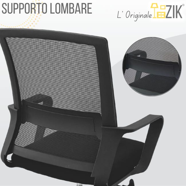 Leroymerlin Sedia Ufficio Ergonomica Supporto Lombare Regolabile e Traspirante - Nero Sconto