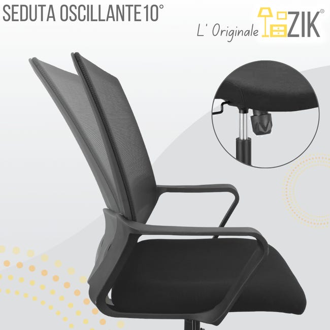 Leroymerlin Sedia Ufficio Ergonomica Supporto Lombare Regolabile e Traspirante - Nero Sconto