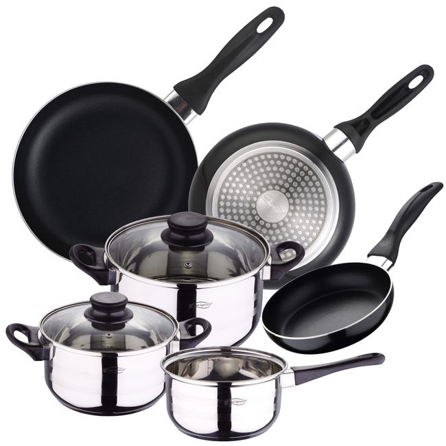 Leroymerlin Pentole in acciaio inox 5pz con Set 3 padelle Ø16 20 24 in alluminio pressofuso