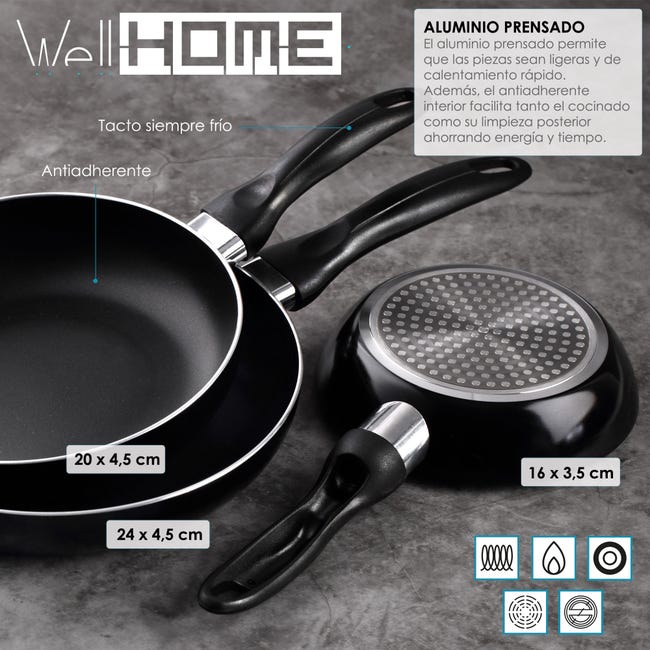 Leroymerlin Pentole in acciaio inox 5pz con Set 3 padelle Ø16 20 24 in alluminio pressofuso Offerta