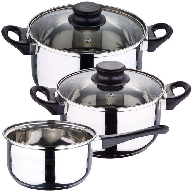 Leroymerlin Pentole in acciaio inox 5pz con Set 3 padelle Ø16 20 24 in alluminio pressofuso Offerta