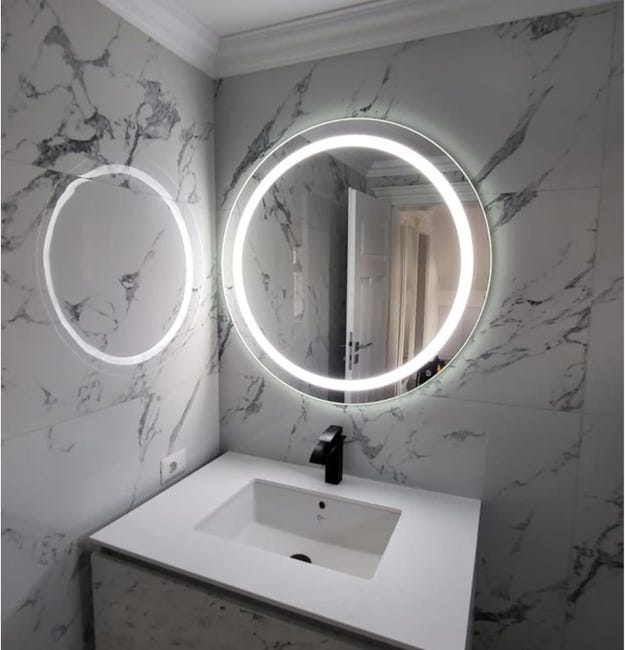 Leroymerlin STYLE GLASS Specchio Bagno Tondo VENERE Diamentro 60 cm Made in Italy Specchio Parete Retroilluminato a Led Economico