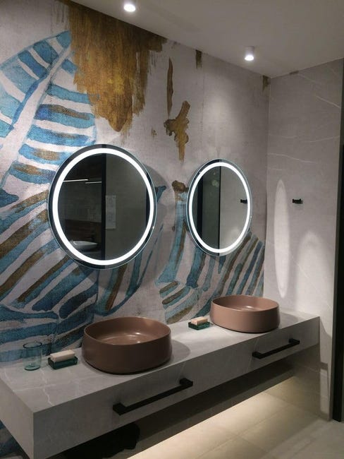 Leroymerlin STYLE GLASS Specchio Bagno Tondo VENERE Diamentro 60 cm Made in Italy Specchio Parete Retroilluminato a Led Economico