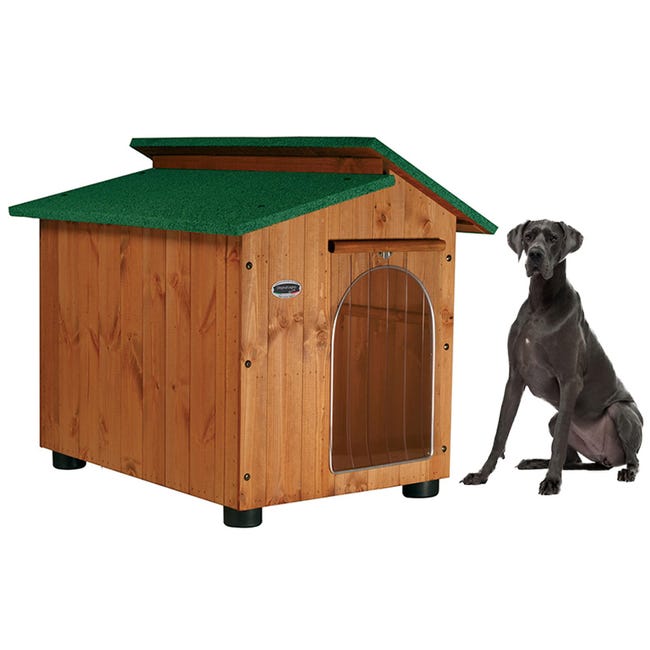 Leroymerlin Cuccia in Legno per Cani da Esterno Rinforzata con "TENDINA IN OMAGGIO" Mod. Alpi Taglia E – Alano 102x122xH108 Made in Italy