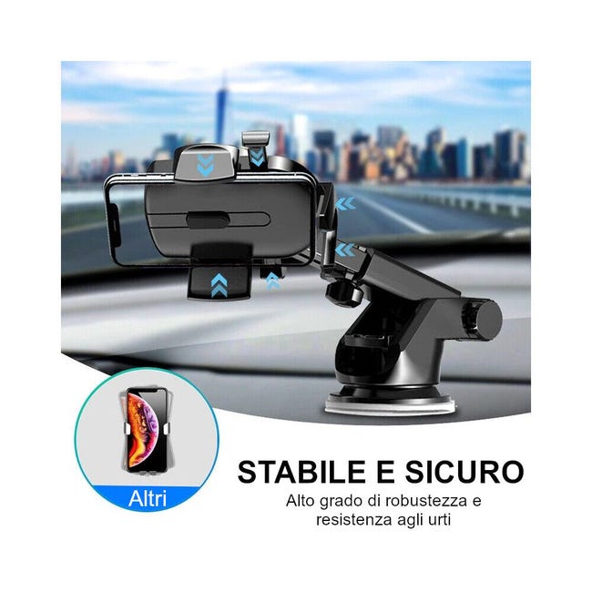 Leroymerlin Porta Cellulare Auto Ventosa Cruscotto Universale – Supporto Smartphone Macchina - Nero Saldi Di Fabbrica