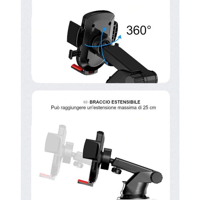 Leroymerlin Porta Cellulare Auto Ventosa Cruscotto Universale – Supporto Smartphone Macchina - Nero Saldi Di Fabbrica