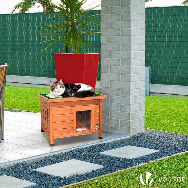 Leroymerlin Casetta per Gatti in Legno con Finestra e Porta Cuccia Casa per Gatti 57x45x43cm Promozione