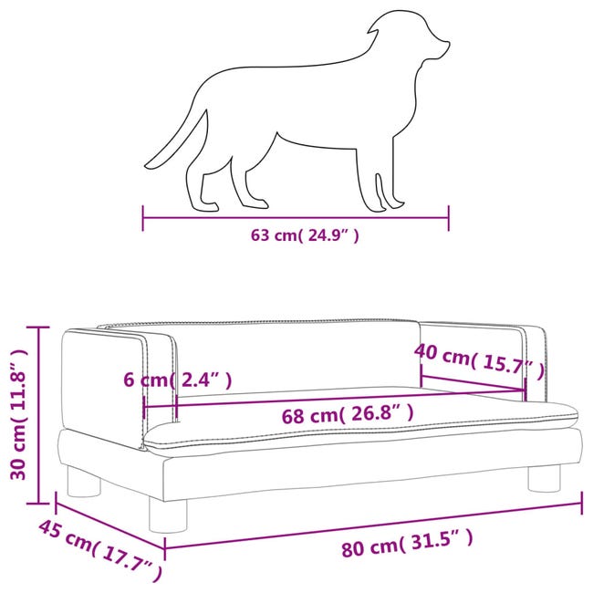 Leroymerlin vidaXL Lettino per Cani Grigio Scuro 80x45x30 cm in Velluto Soddisfazione Garantita