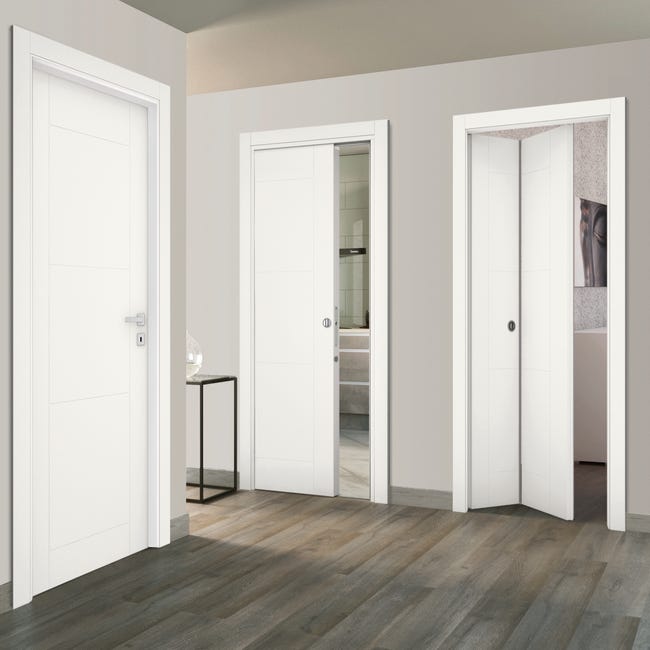 Leroymerlin Porta tamburata scorrevole Mood bianco L 80 x H 210 cm reversibile Sottocosto