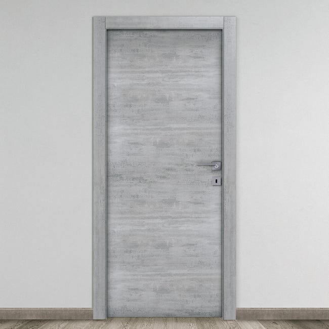 Leroymerlin Porta battente Beton grigio L 80 x H 210 cm reversibile Sconto