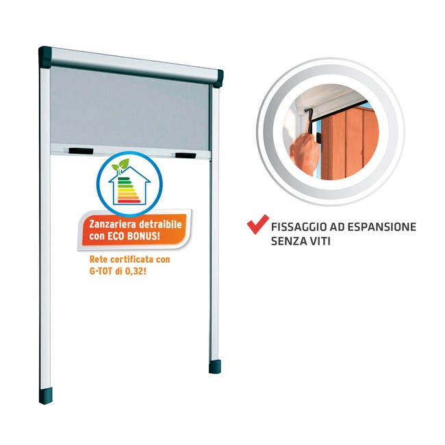 Leroymerlin Zanzariera avvolgibile MEDAL Bazar SunScreen per finestra L 120 x H 170 cm bianco