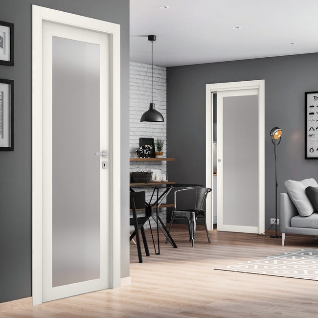 Leroymerlin Porta tamburata battente Glass vetrata bianco L 80 x H 210 cm sinistra Outlet