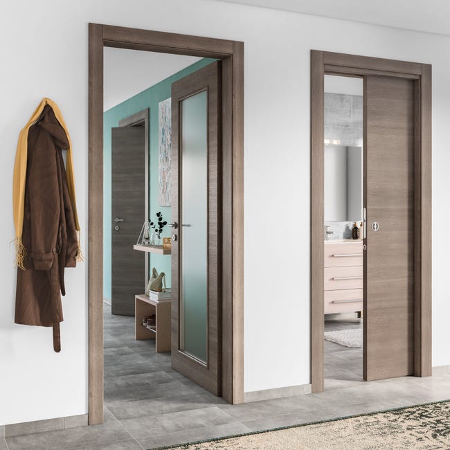 Leroymerlin Porta tamburata scorrevole Stylish grigio L 80 x H 210 cm reversibile Nuova
