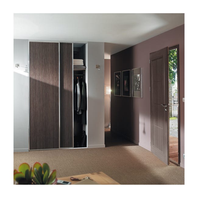 Leroymerlin Kit anta scorrevole con binario Florida 2 ante marrone L 120 x H 270 cm In Saldo