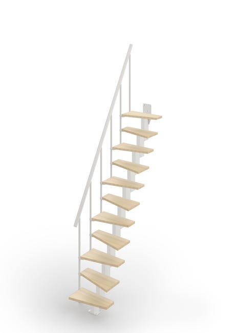 Leroymerlin Scala a rampa passo giapponese Saba larghezza 60 cm struttura in metallo bianco gradini in legno legno colorato chiaro Pezzi Unici