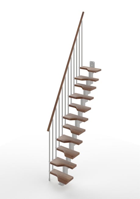 Leroymerlin Scala a rampa passo giapponese Bria larghezza 61 cm struttura in metallo grigio argento gradini in legno noce