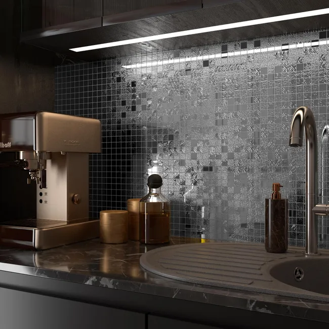 Leroymerlin Mosaico in vetro Ice Mirror argento L 29.7 x L 29.7cm x Sp. 4 mm Acquista Ora