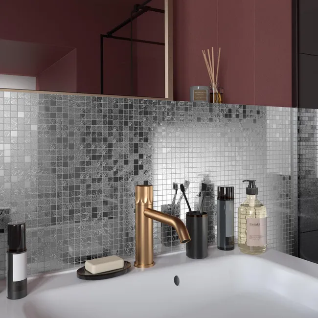 Leroymerlin Mosaico in vetro Ice Mirror argento L 29.7 x L 29.7cm x Sp. 4 mm Acquista Ora