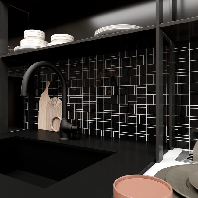 Leroymerlin Mosaico in vetro Square nero L 30 x L 30cm x Sp. 4 mm Promozione Limitata