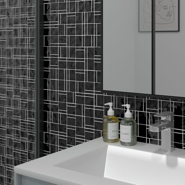 Leroymerlin Mosaico in vetro Square nero L 30 x L 30cm x Sp. 4 mm Promozione Limitata