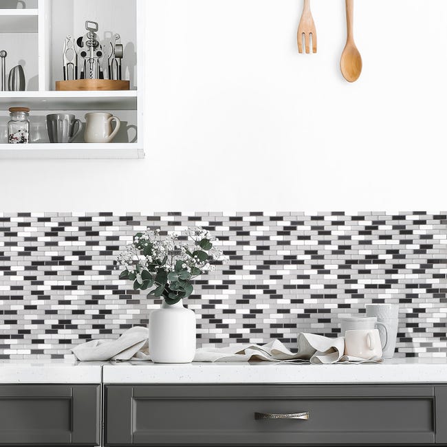 Leroymerlin Piastrella adesiva Murano Metallik SMART TILES bianco 23 x 26 cm spessore 2 mm confezione da 4 pezzi Sconto