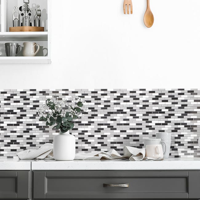 Leroymerlin Piastrella adesiva Murano Metallik SMART TILES bianco 23 x 26 cm spessore 2 mm confezione da 4 pezzi Sconto