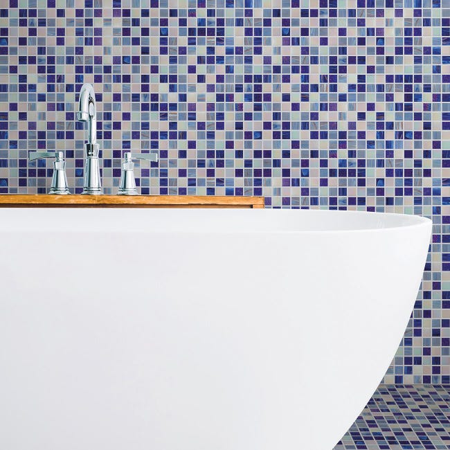 Leroymerlin Mosaico in vetro Chiffon blu e bianco e azzurro L 30 x L 31.8cm x Sp. 4 mm Offerta