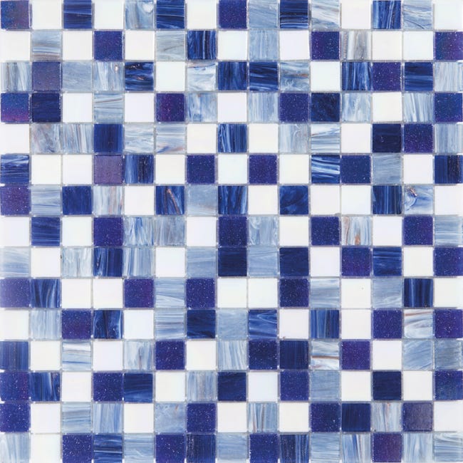 Leroymerlin Mosaico in vetro Chiffon blu e bianco e azzurro L 30 x L 31.8cm x Sp. 4 mm Offerta
