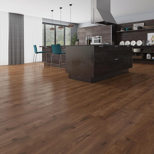 Leroymerlin Pavimento laminato ARTENS H20 GANDIS noce scuro resistente all'acqua Sp 10mm Fino Al -60%