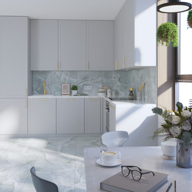 Leroymerlin Piastrella da rivestimento interno rettificato ALTEA in gres porcellanato smaltato lucido onice blu 120 x 60cm Sp. 7 mm traffico medio forte (pei 3/5) Convenienza