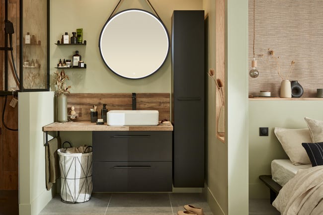 Leroymerlin Rubinetto per lavabo Studio nero cromato opaco SENSEA H 35 cm Moda