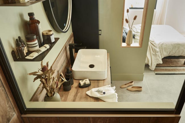 Leroymerlin Rubinetto per lavabo Studio nero cromato opaco SENSEA H 35 cm Moda