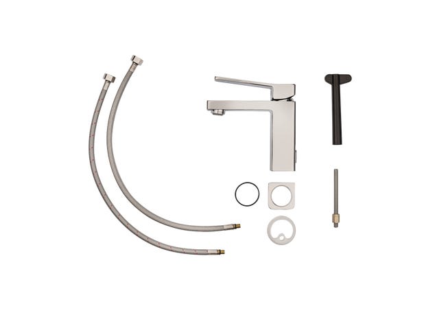 Leroymerlin Rubinetto per lavabo a canna media Studio cromato lucido SENSEA H 16 cm Italia