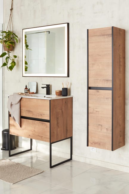 Leroymerlin Rubinetto per lavabo a canna media Studio nero spazzolato opaco SENSEA H 16 cm Qualità