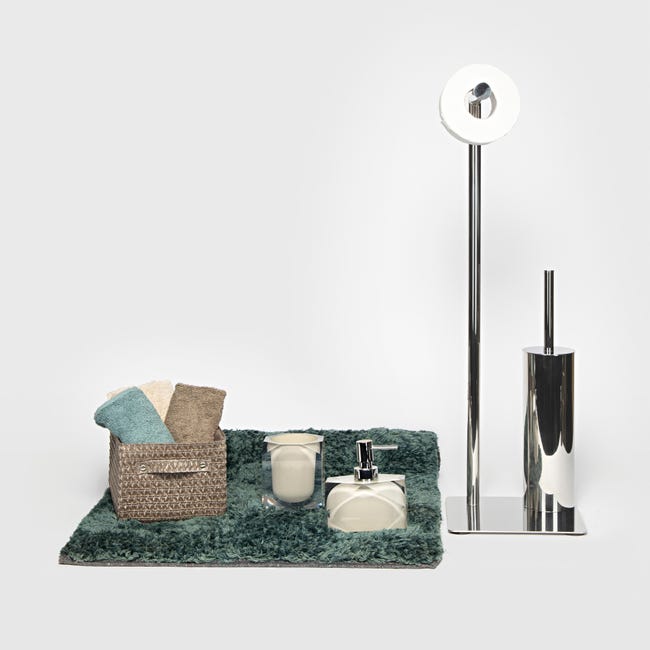 Leroymerlin Piantana porta rotolo e porta scopino wc Poseidon inox lucido Promozione