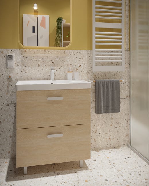 Leroymerlin Lavabo integrale a incasso bacino al centro rettangolare Easy L 71.4 x H 15.5 x P 42.4 cm in ceramica bianco Economico