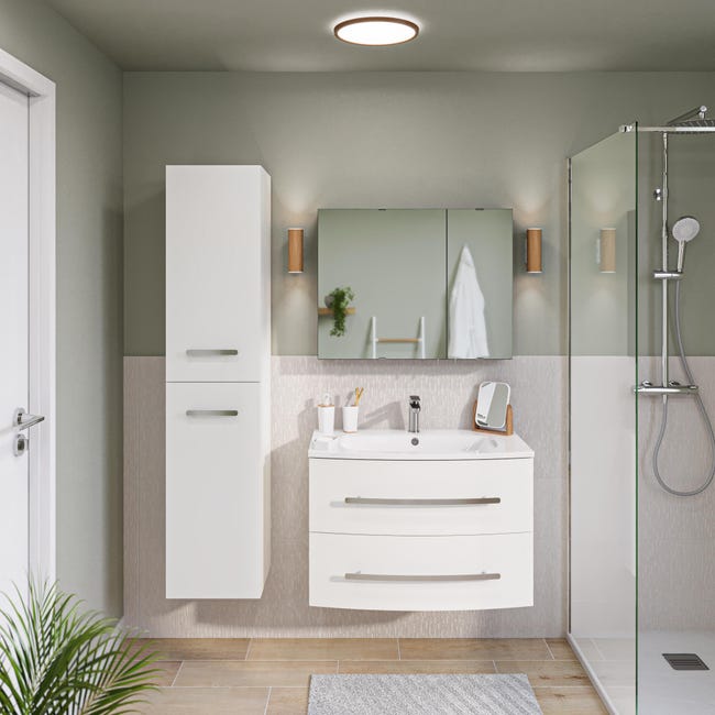 Leroymerlin Mobile da bagno sotto lavabo Perla bianco laccato opaco L 81.2 x H 53.7 x P 47.5 cm 2 cassetti lavabo non incluso Online